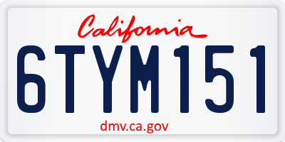 CA license plate 6TYM151