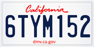 CA license plate 6TYM152