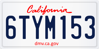 CA license plate 6TYM153