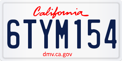 CA license plate 6TYM154