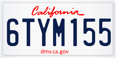 CA license plate 6TYM155