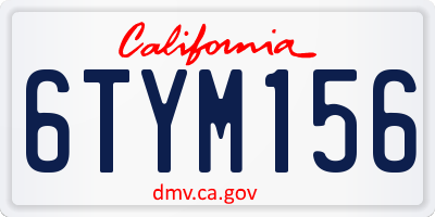 CA license plate 6TYM156
