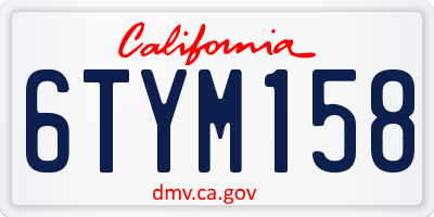 CA license plate 6TYM158