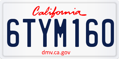 CA license plate 6TYM160