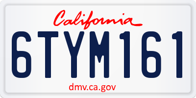 CA license plate 6TYM161