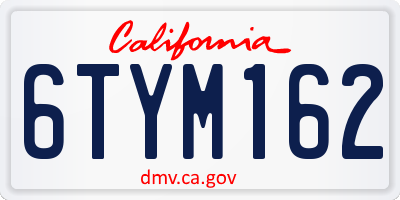 CA license plate 6TYM162