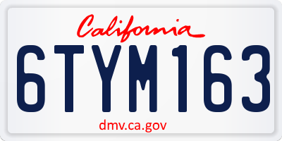 CA license plate 6TYM163