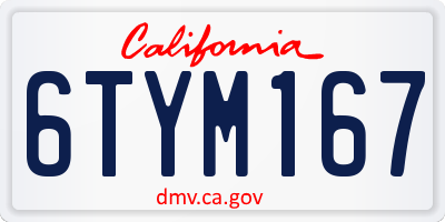 CA license plate 6TYM167