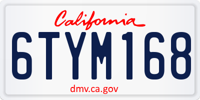 CA license plate 6TYM168