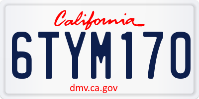CA license plate 6TYM170