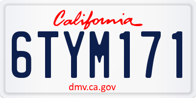 CA license plate 6TYM171