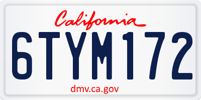 CA license plate 6TYM172