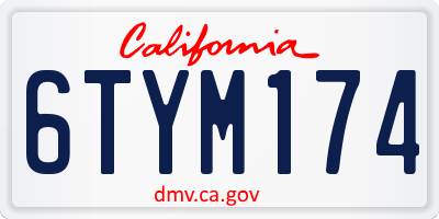 CA license plate 6TYM174