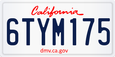 CA license plate 6TYM175