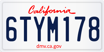 CA license plate 6TYM178