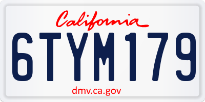 CA license plate 6TYM179