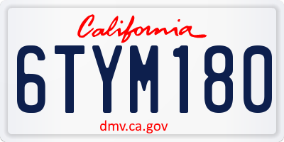 CA license plate 6TYM180