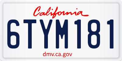 CA license plate 6TYM181