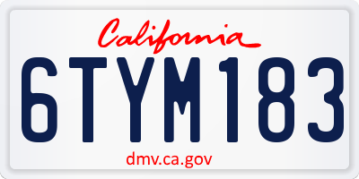 CA license plate 6TYM183