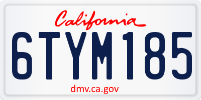 CA license plate 6TYM185