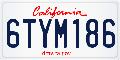 CA license plate 6TYM186