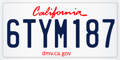 CA license plate 6TYM187
