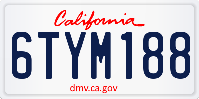 CA license plate 6TYM188