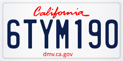 CA license plate 6TYM190