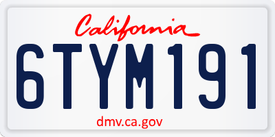 CA license plate 6TYM191