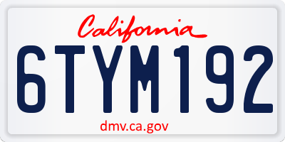 CA license plate 6TYM192