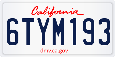 CA license plate 6TYM193