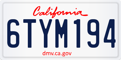 CA license plate 6TYM194