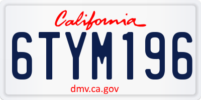 CA license plate 6TYM196