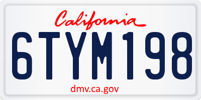 CA license plate 6TYM198