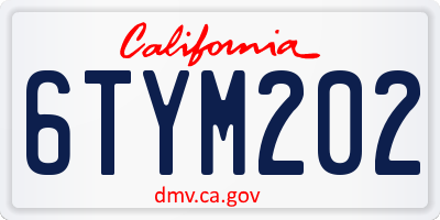 CA license plate 6TYM202