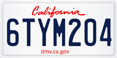 CA license plate 6TYM204