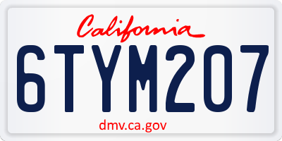 CA license plate 6TYM207