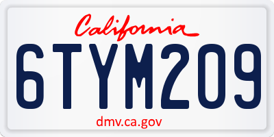 CA license plate 6TYM209
