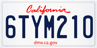 CA license plate 6TYM210