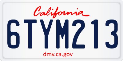CA license plate 6TYM213