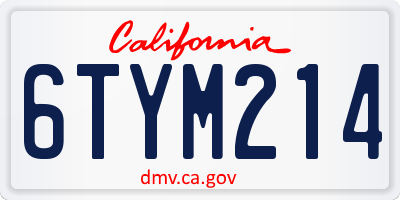 CA license plate 6TYM214