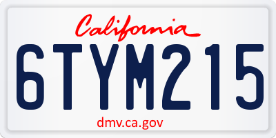 CA license plate 6TYM215