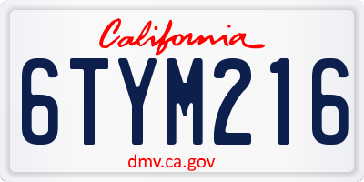 CA license plate 6TYM216