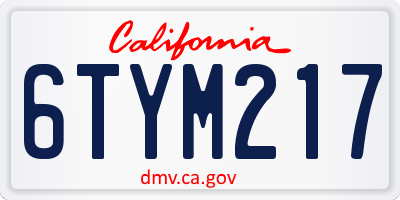 CA license plate 6TYM217