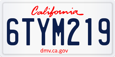 CA license plate 6TYM219