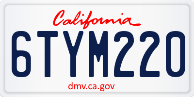 CA license plate 6TYM220