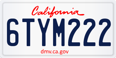 CA license plate 6TYM222