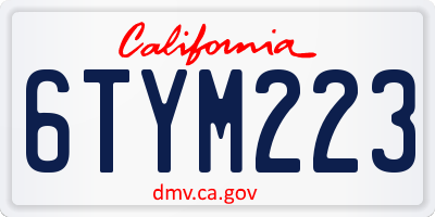 CA license plate 6TYM223