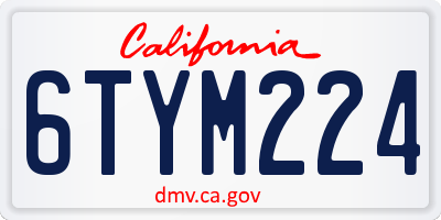 CA license plate 6TYM224