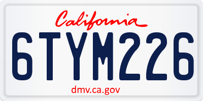 CA license plate 6TYM226